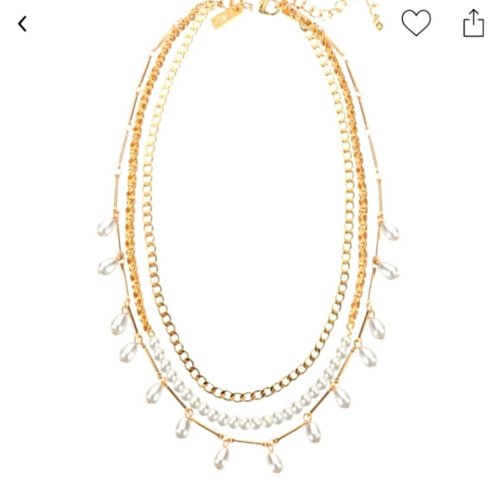 INC PEARL SHAKY CHARM LAYERED STATEMENT NECKLACE NWT